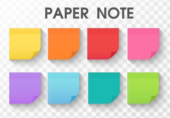 paper note sticker collection with long shadow vector