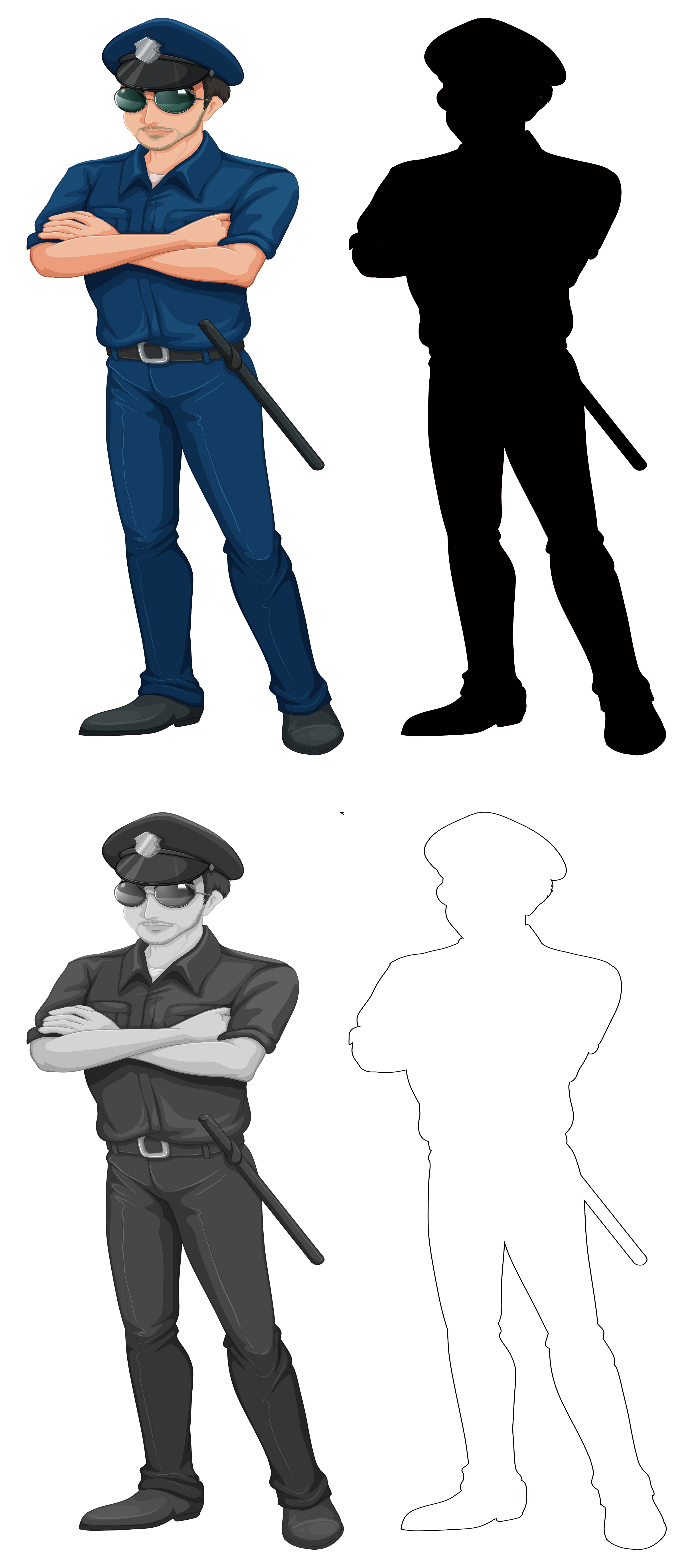 Policeman Silhouette Vector Art Icons And Graphics For Free Download