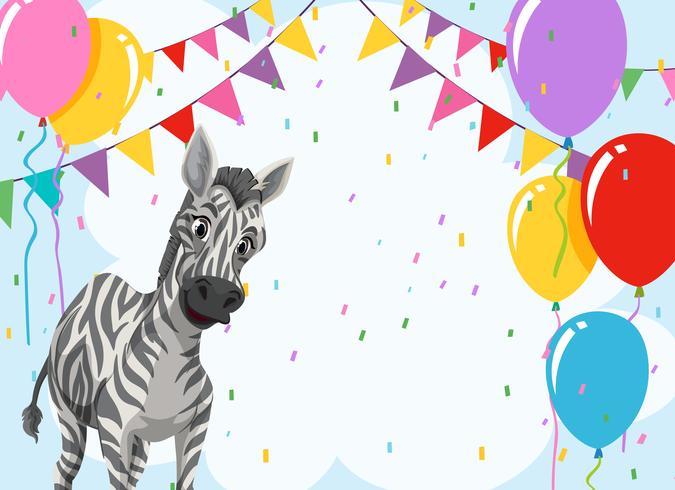 Zebra en plantilla de fiesta vector