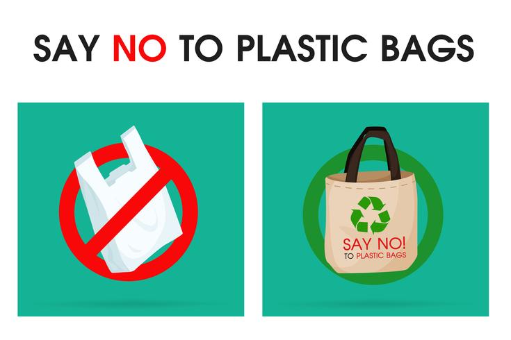 Ideas to reduce pollution Say no to plastic bag That is why the greenhouse effect. The campaign to reduce the use of plastic bags to put. vector