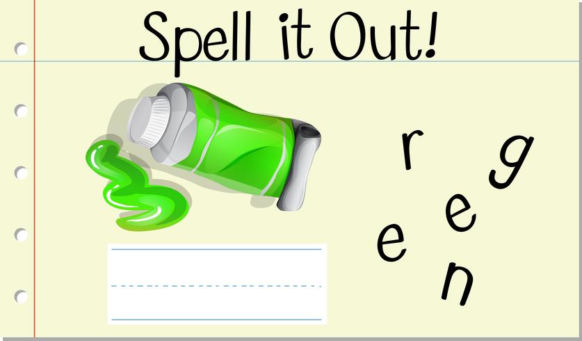 Spell English word green vector