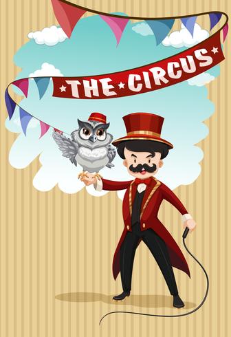 Man and animal show at circus vector