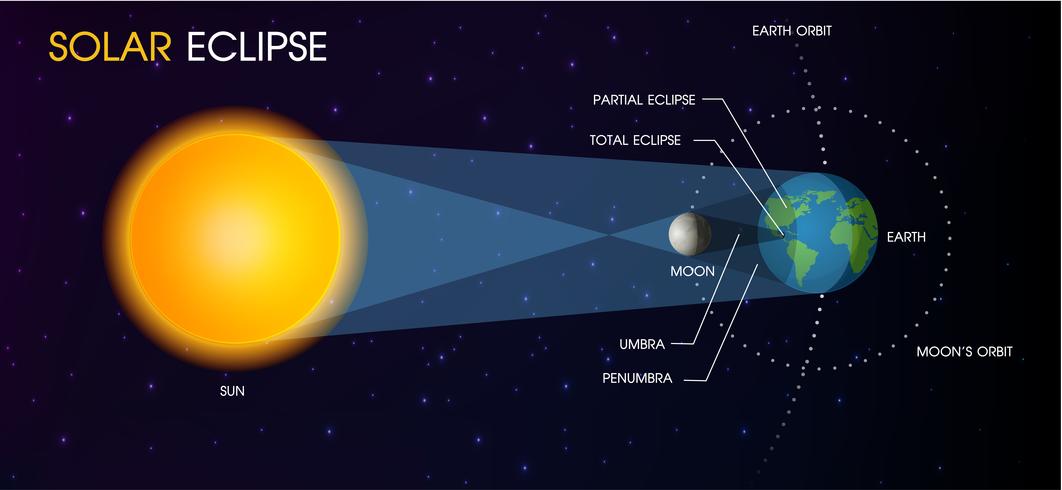 Eclipse solar del sol. vector