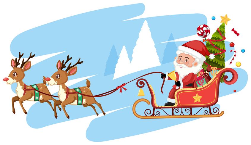 Santa claus riding sleigh template vector