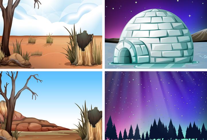 Set of nature landscape vector