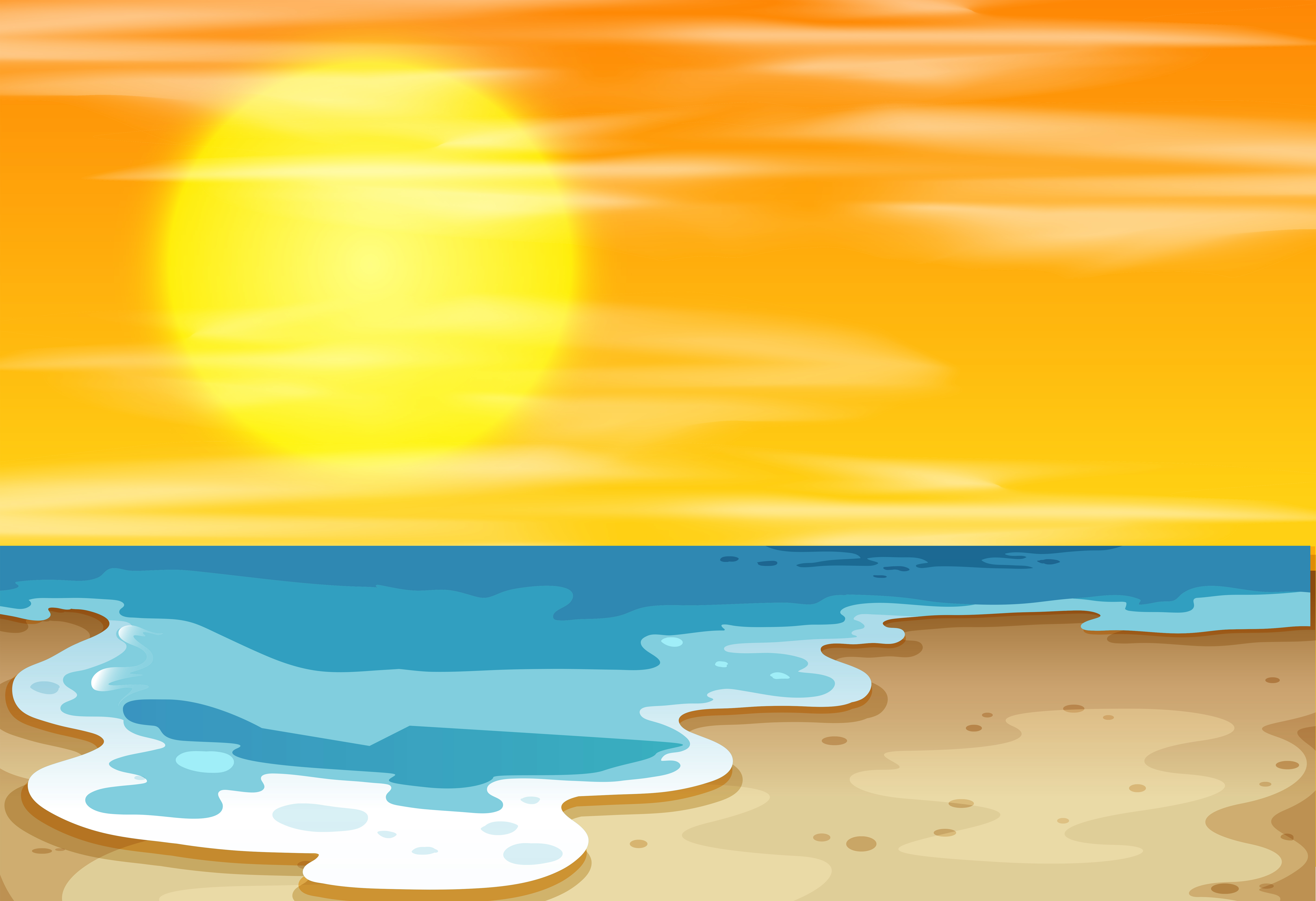 Sunset At The Beach 594517 Vector Art At Vecteezy