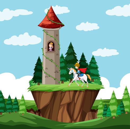 Castle fairy tale scene vector