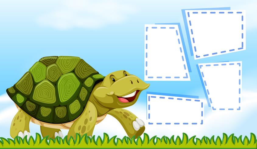 Turtle on note template vector