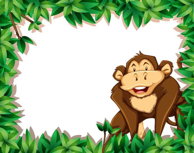 MOnkey on nature frame vector