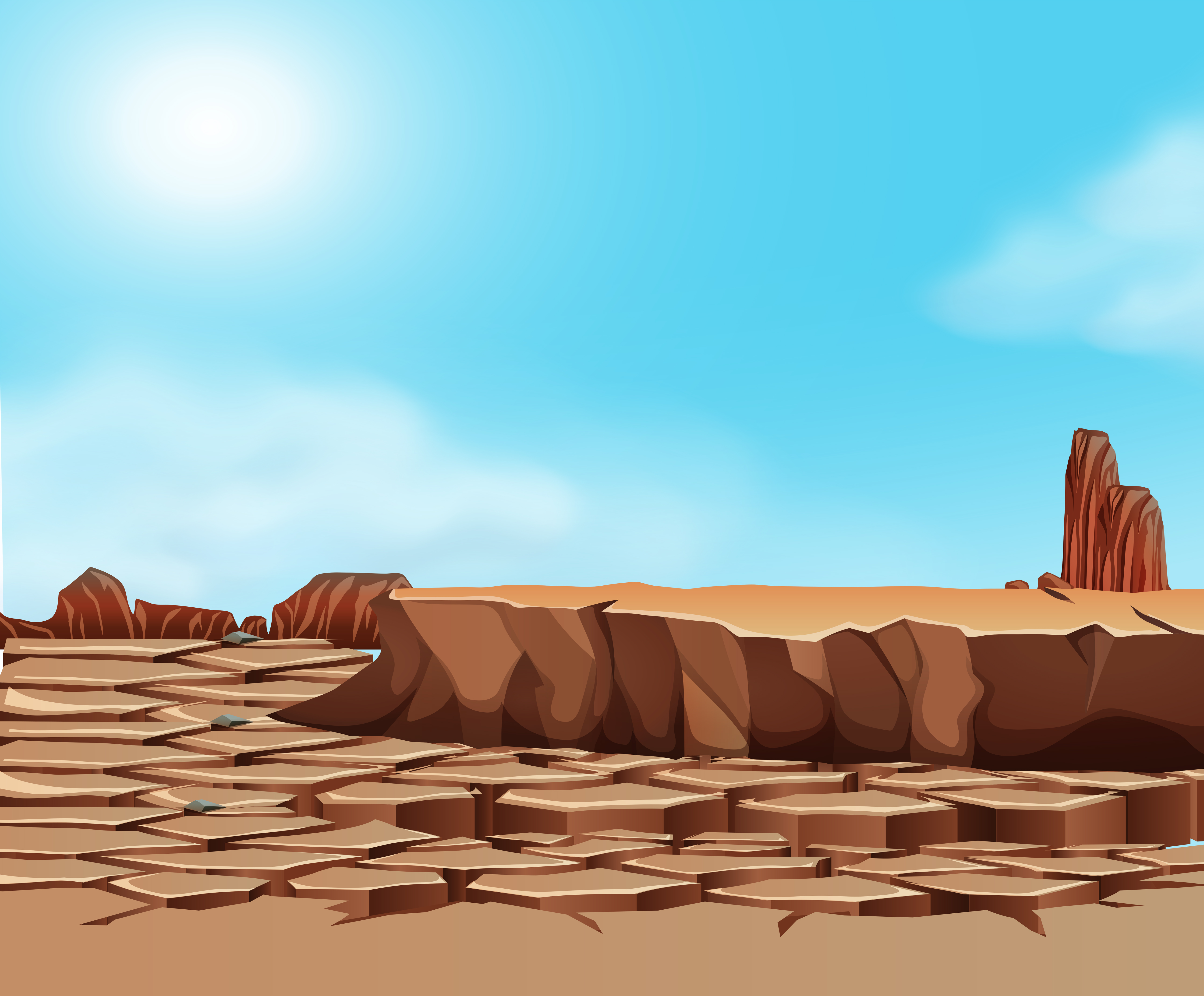 Drought cracked desert landscape 594567 Vector Art at Vecteezy