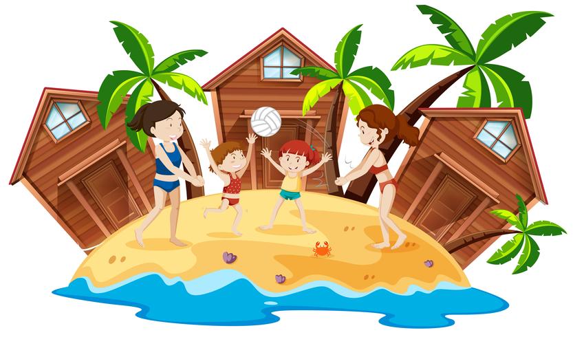 People at the beach resort vector