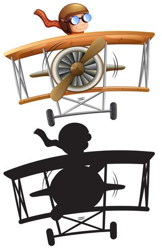 A pilot riding classic plane vector