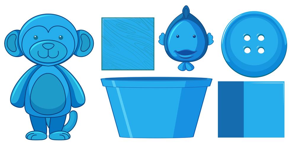 Set of blue toys vector