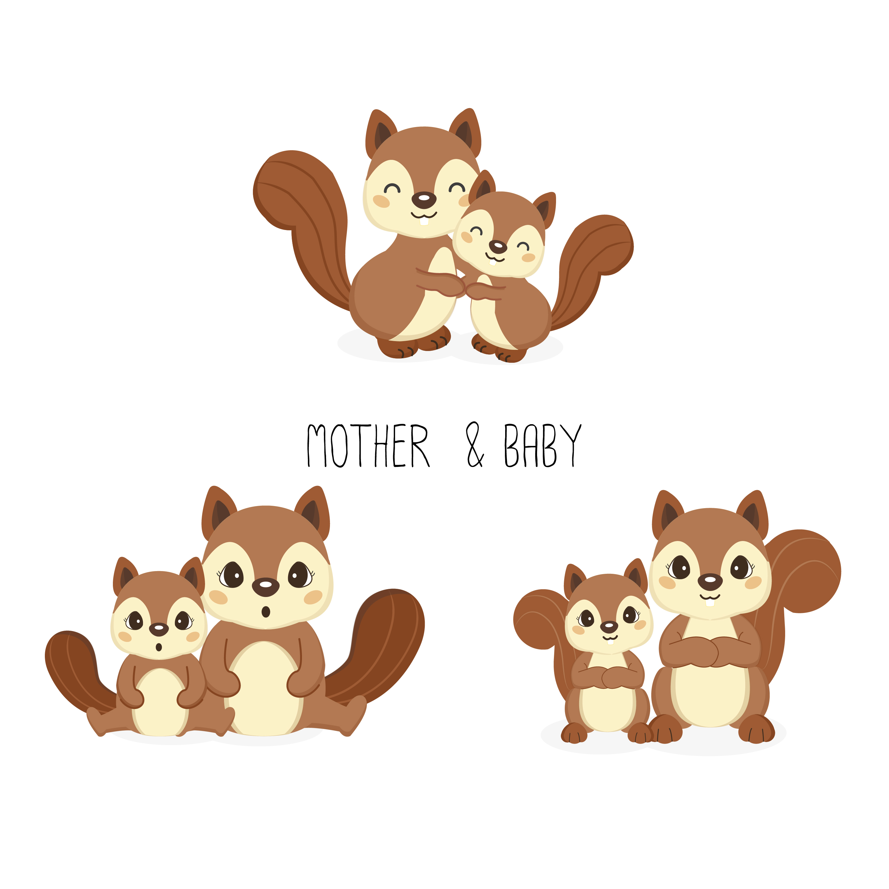 Squirrel mom and baby. Vector illustration. 594654 Vector Art at Vecteezy