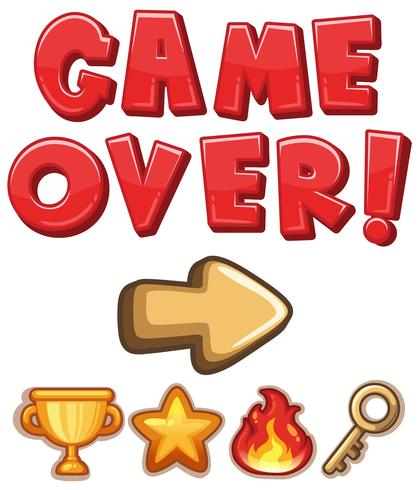 Game over element and icon vector