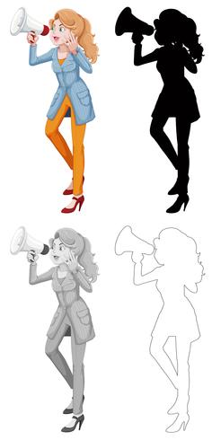 Woman with megaphone character vector