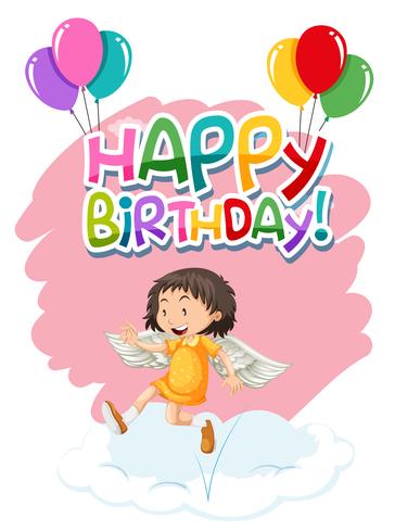 Angel on birthday template