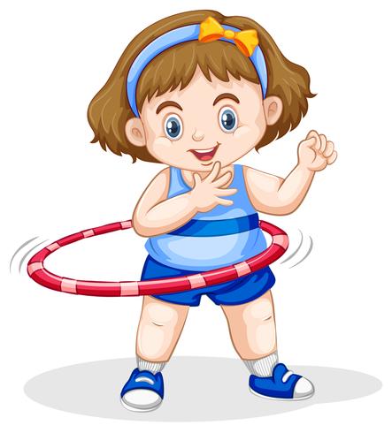 Una niña jugando hoola Hoop vector