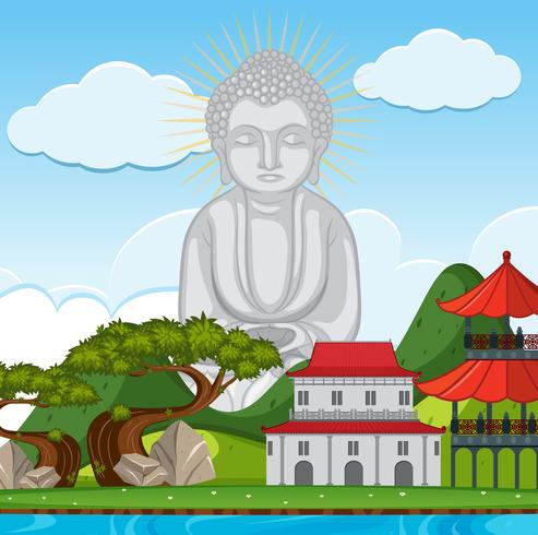 Buddha statue at the temple vector