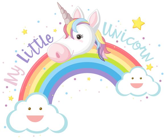 Mi pequeño unicornio y arco iris vector