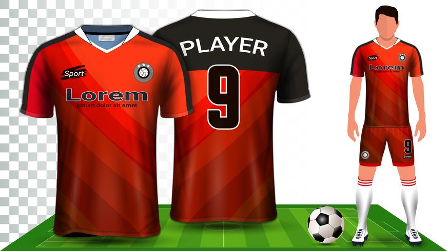 Soccer Jersey, Sport Shirt or Football Kit Uniform Presentation Mockup Template. vector
