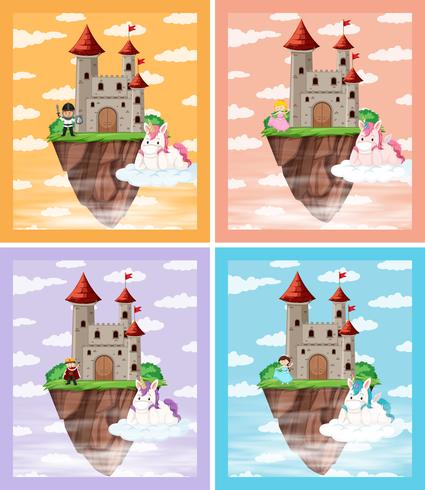 Conjunto de castillo medieval vector