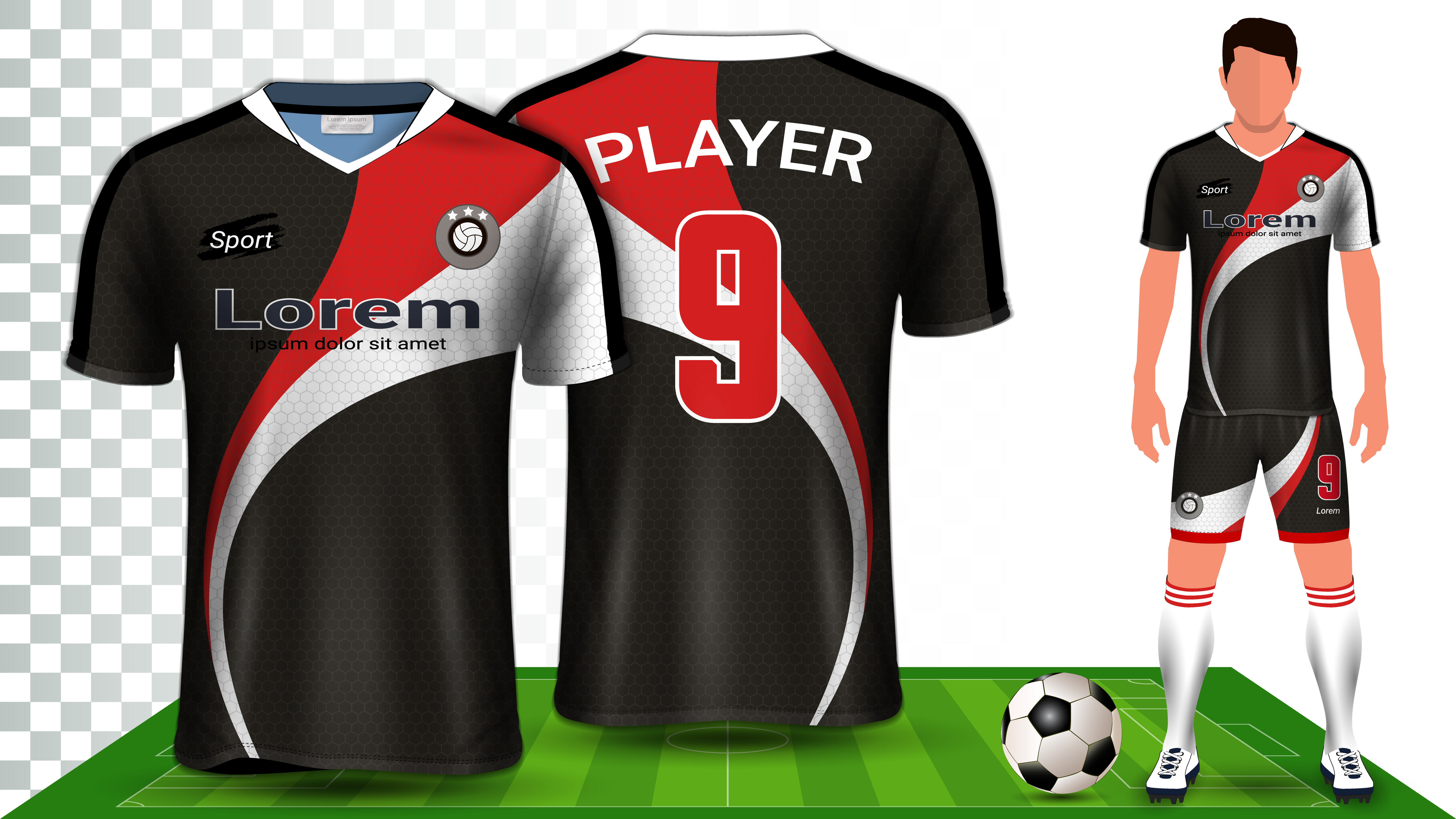 Soccer Jersey, Sport Shirt or Football Kit Uniform Presentation Mockup Template. 594788 ...
