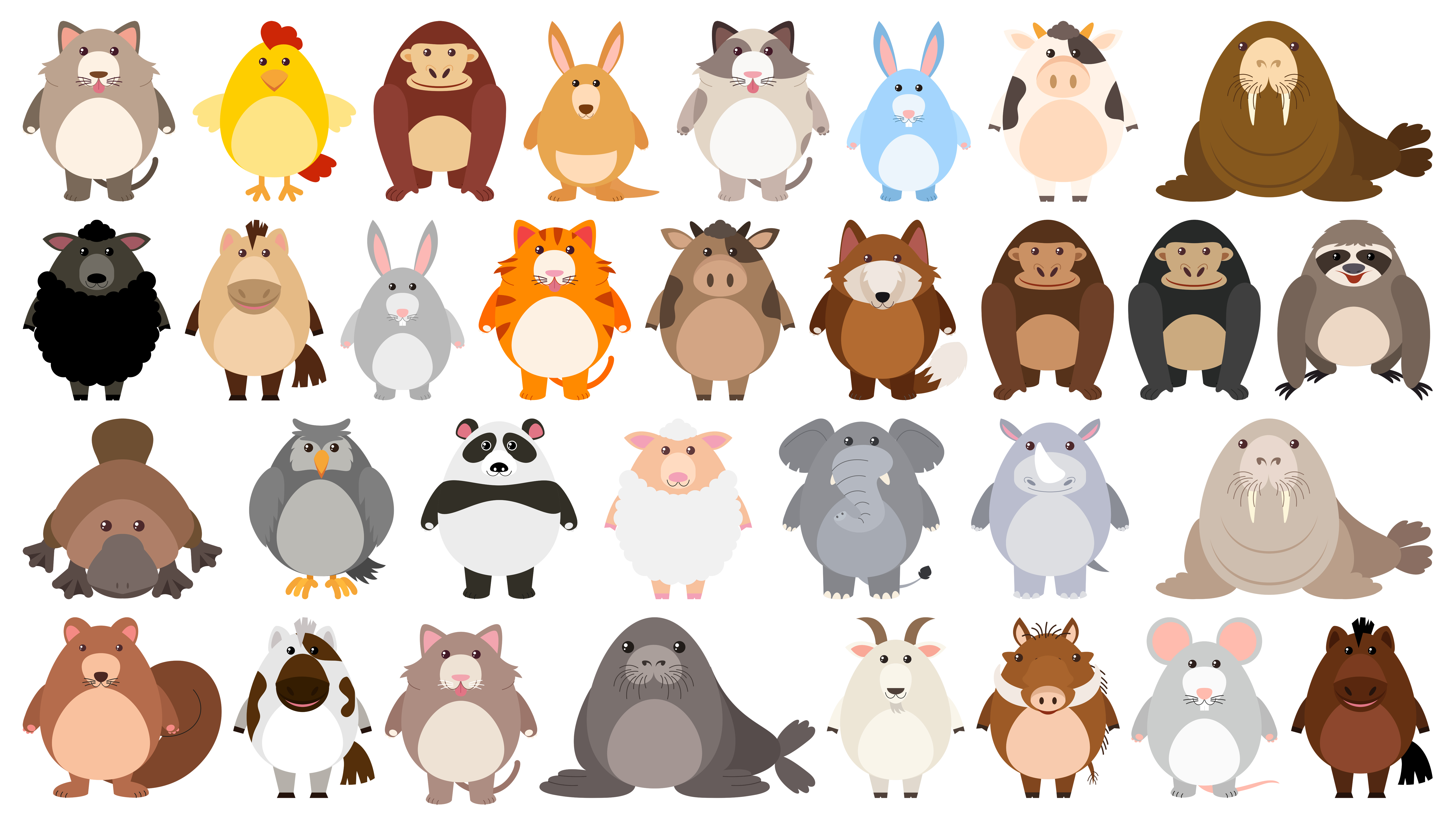 Download Set of cute cartoon character 594798 Vector Art at Vecteezy