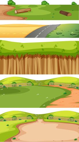 conjunto de paisaje de la naturaleza vector