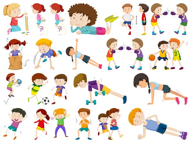 Set of different active people vector