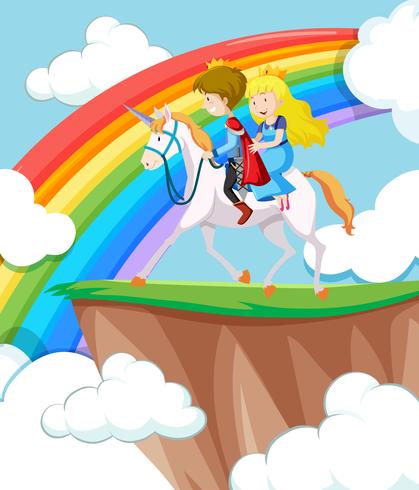 Princess and prince riding horse vector