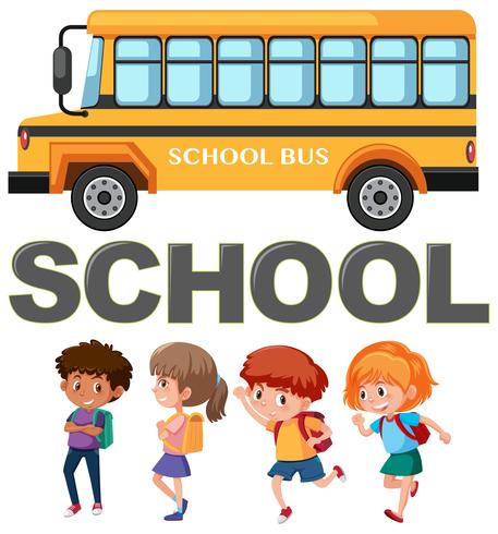 Student character with school bus vector