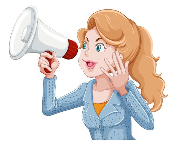 woman speeking into megaphone vector