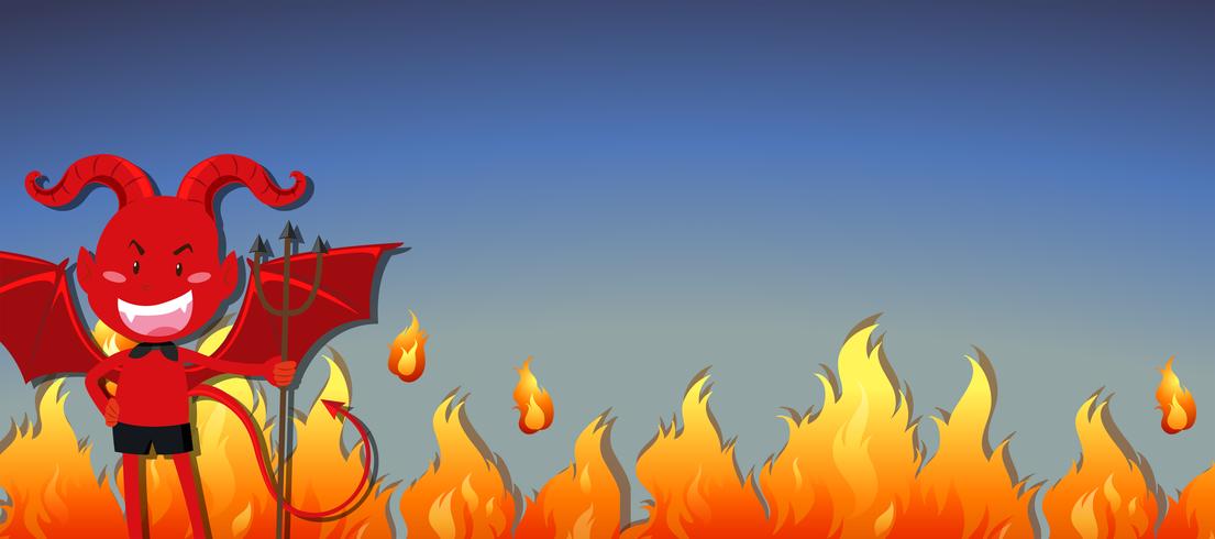 Red devil with fire vector