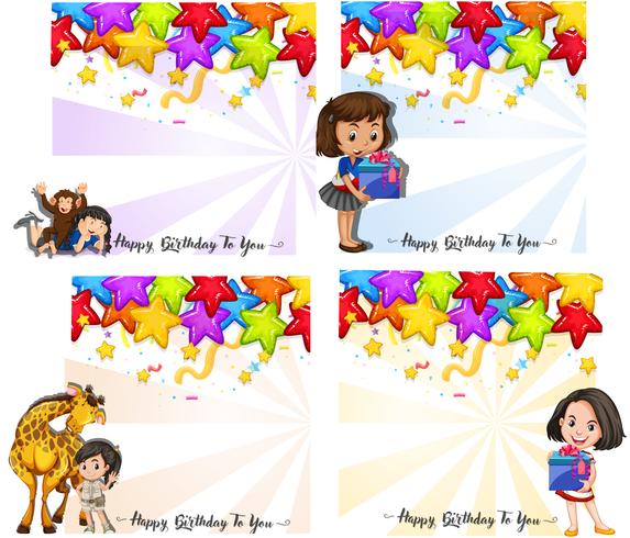 Set of birthday card vector