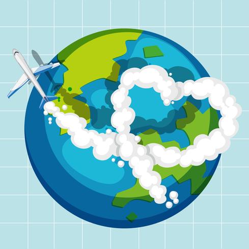 An airplane flying over the globe vector