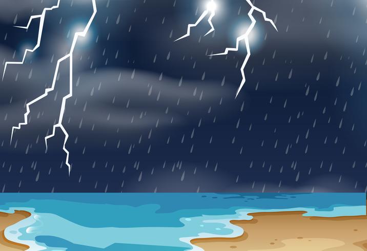 Thunderstorm at beach landscape vector