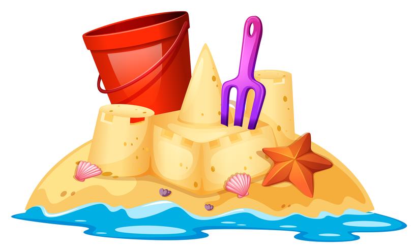 Isolated sand castle on white background vector