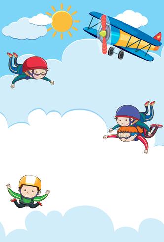 People Tandem and Free Skydiving vector