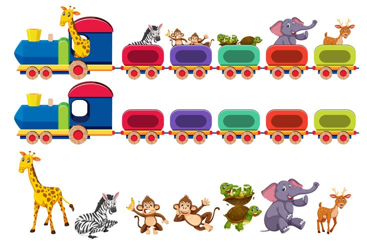 Animals and train element vector