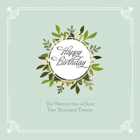 Modern Art Deco Happy Birthday Card typography border and frame template - Vector