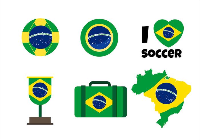 Conjunto de imágenes prediseñadas de la bandera de Brasil vector