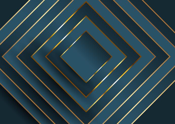 Abstract elegant background with square design in blue and gold vector