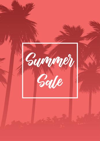 Summer sale background with palm tree silhouettes