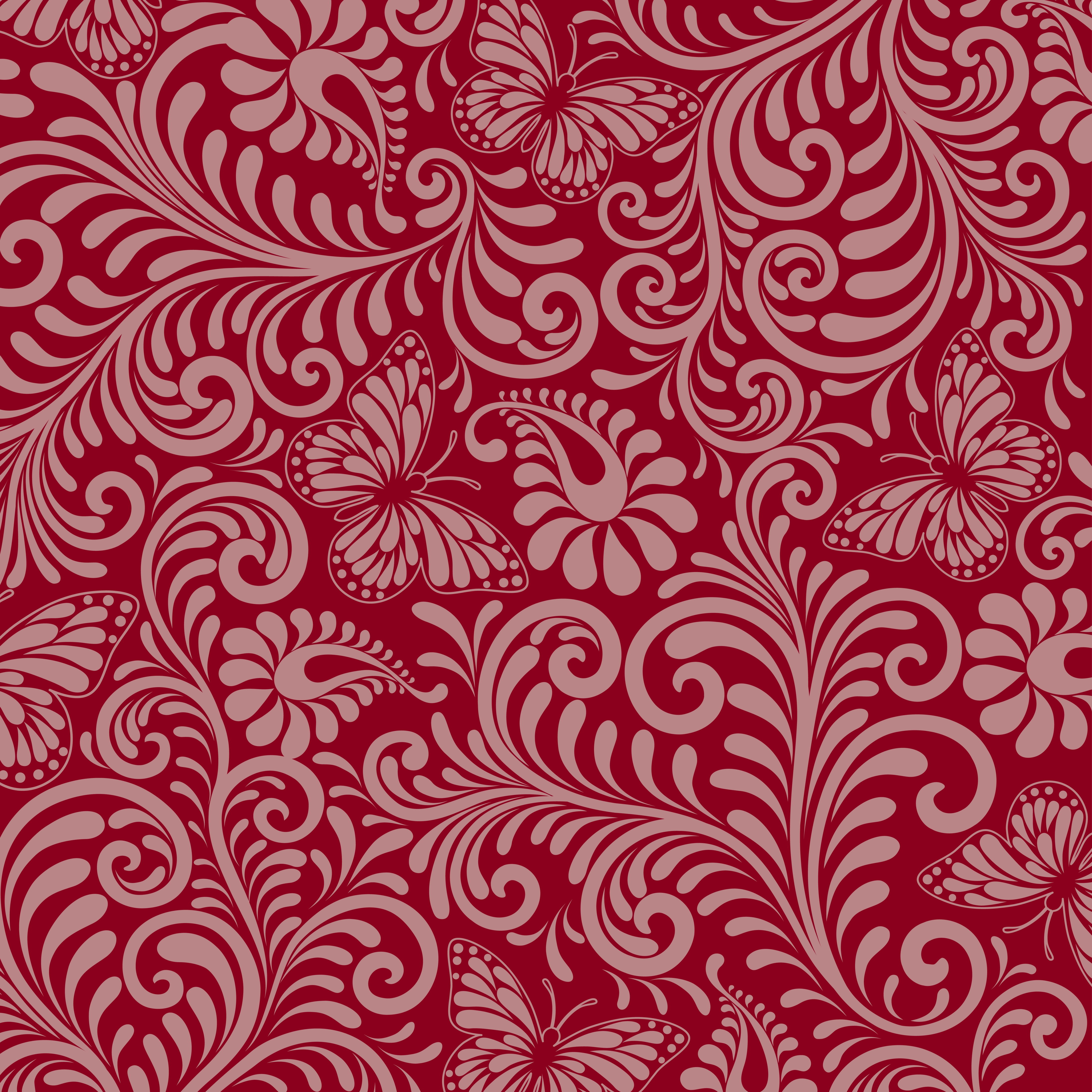 Seamless Floral Pattern On Red Background 597855 Vector Art At Vecteezy