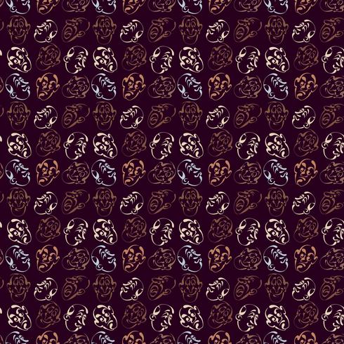 face emotion hand drawn pattern background with brown color