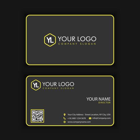 Modern Creative and Clean Business Card Template with yellow line color