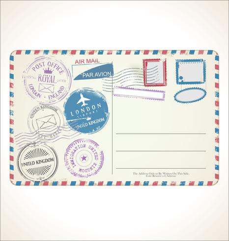 stamp and post card on white background vector