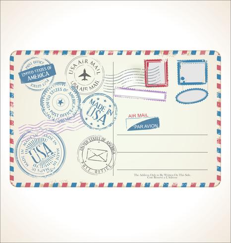 stamp and post card on white background vector