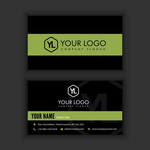 Modern Creative and Clean Business Card Template with green dark